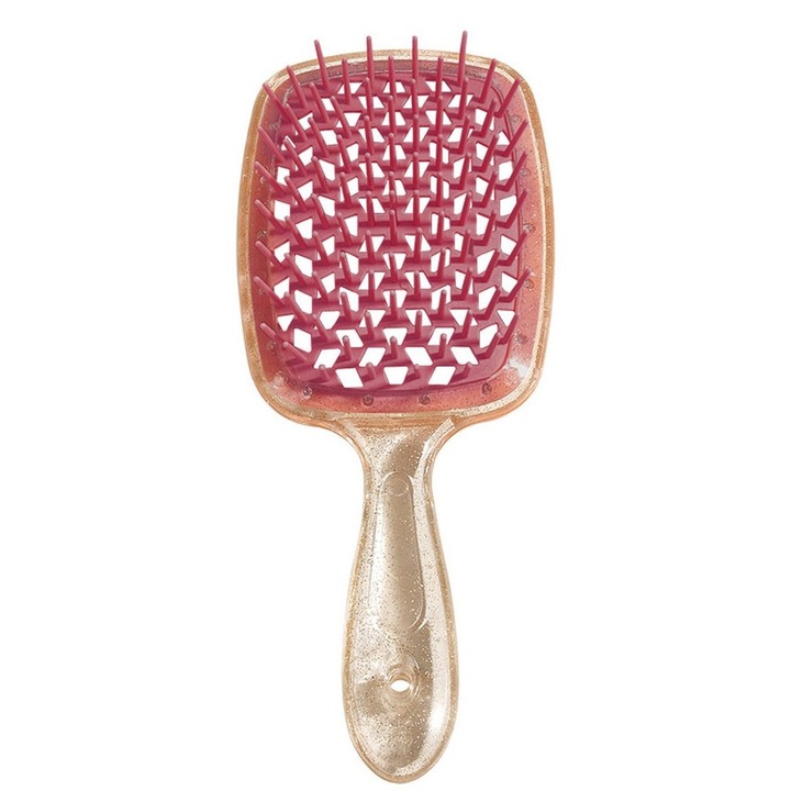 Pieptene masaj scalp, din plastic si cauciuc, roz auriu, 20x5cm
