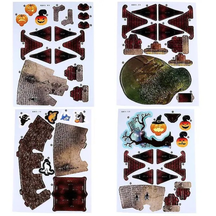 Puzzle 3D castel de Halloween din hartie, set 1, Multicolor, 26 x 22.1 x 17.4 cm, model 31CJ-K0274-260831-3310