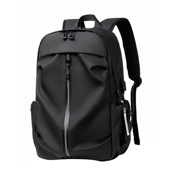 Rucsac laptop unisex, Oxford, negru, 45x30x16cm