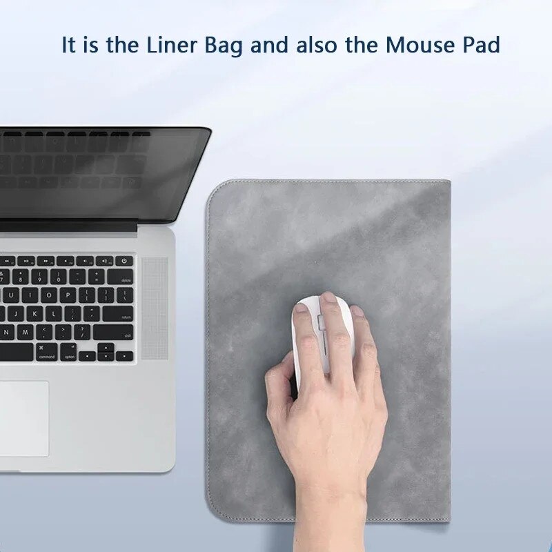 Husa laptop YANYXR 13-14.2 inch, piele PU, gri inchis, rezistenta la socuri si apa