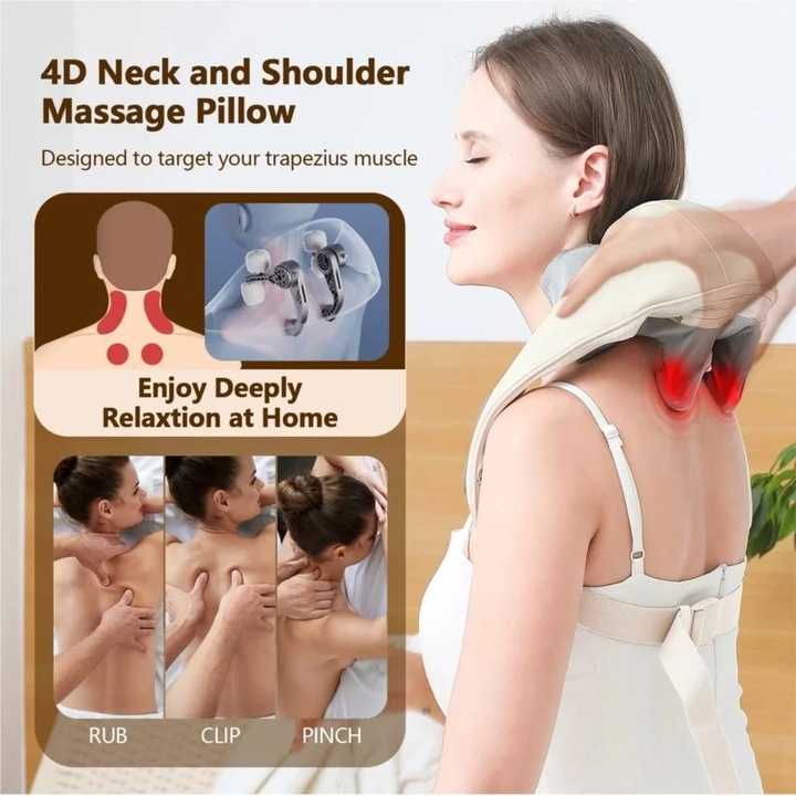 YANYXR vezeték nélküli shiatsu nyak- és vállmasszírozó, relaxáló nyaki masszázs készülék