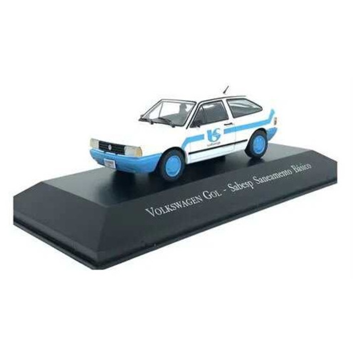 Volkswagen Gol Sabesp Saneamento Basico modellautó, 1/43 méretarányú, fehér és kék