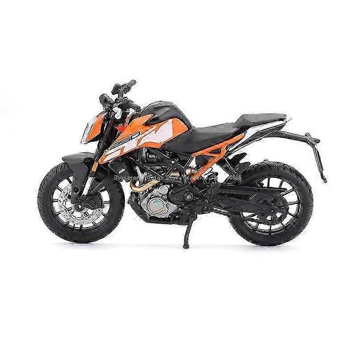 KTM 250 Duke motorkerékpár modell, 1/18 méretarány, narancssárga és fekete