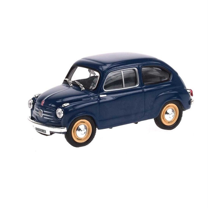 Fiat 600 modellautó, 1/43 méretarányú, kék, 1957