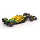Formula 1 2024 McLaren MCL38 #4 Lando Norris modellautó, 4. helyezés a Monacói Nagydíjon, Senna 30 éves évfordulós grafika, 1/43 méretarány, sárga, zöld és kék