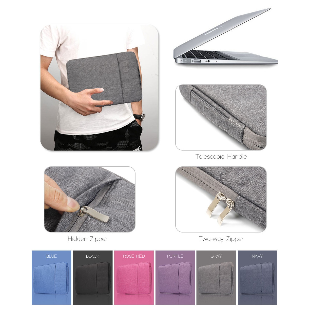 Husa laptop YANYXR 13-16 inch, impermeabila, roz rosu