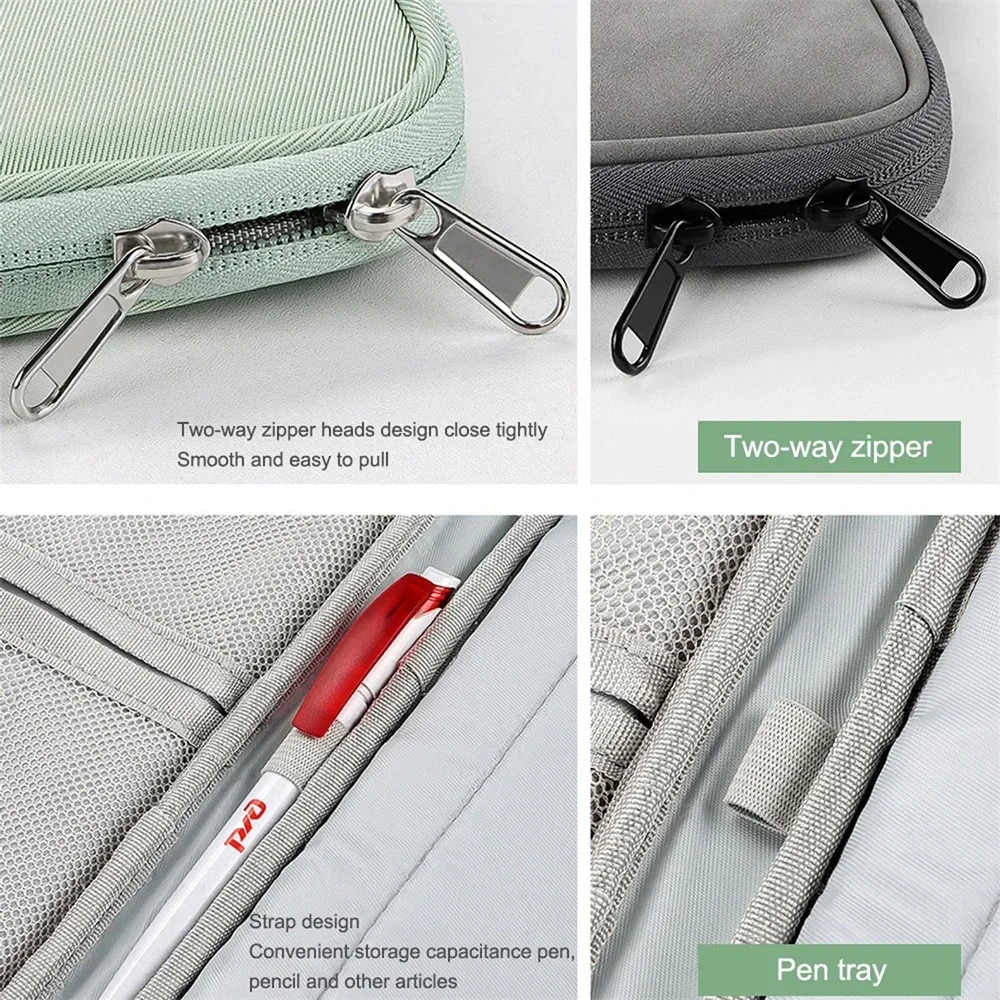 Husa tableta YANYXR 11 inch albastru inchis impermeabila cu buzunare accesorii