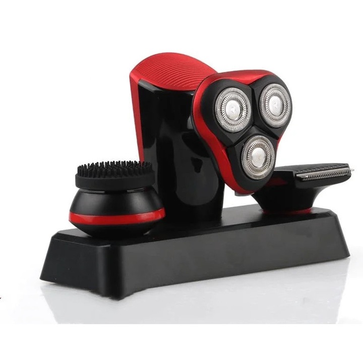 YANYXR elektromos borotva, 3 penge, fekete piros, 5x5x10cm, USB, vízálló