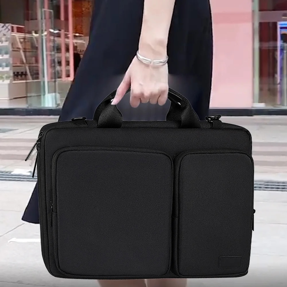 Geanta laptop YANYXR 13.3 inch, protectie 360°, compartiment multifunctional, negru