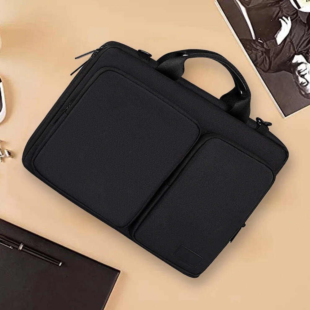 Geanta laptop YANYXR 13.3 inch, protectie 360°, compartiment multifunctional, negru