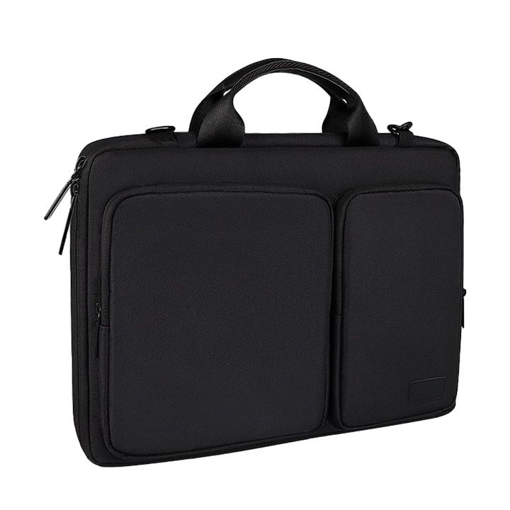 Geanta laptop YANYXR 13.3 inch, protectie 360°, compartiment multifunctional, negru