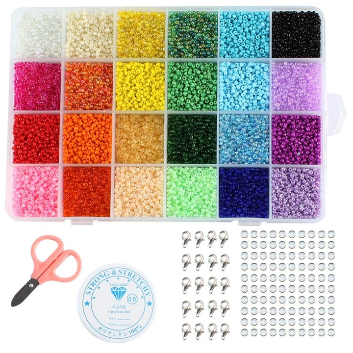 Set margele sticla YANYXR 2mm multicolor 24000buc