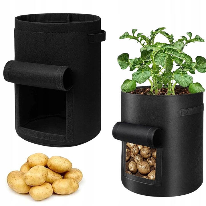 2 Saci de Cultivare 10 Galoane cu Manere, pentru Plante si Legume