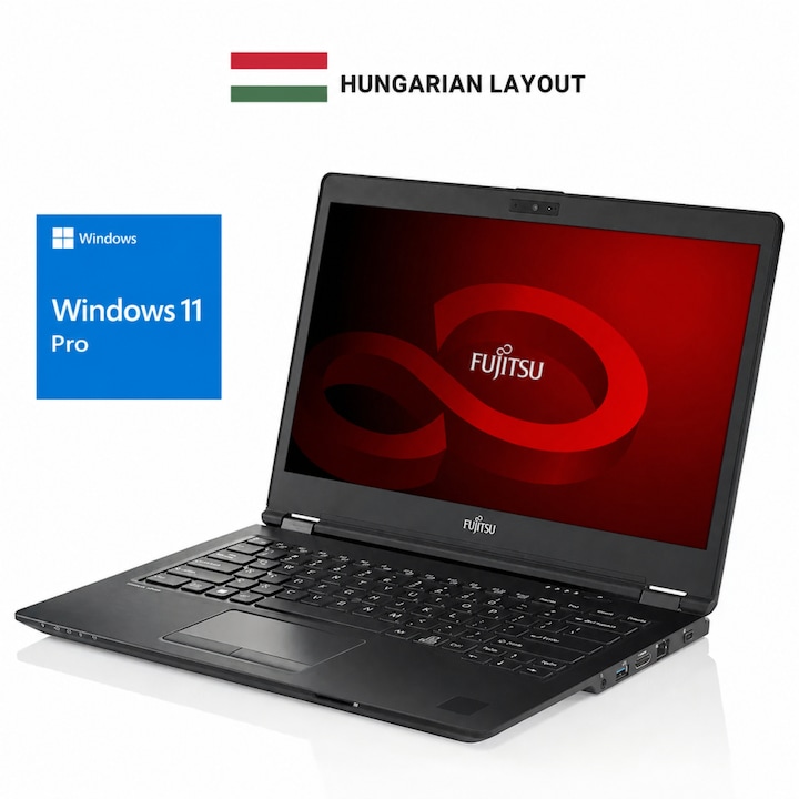 Laptop Fujitsu LifeBook, Intel Core i5 8365U, 24GB Memory, 256GB SSD, 14" FullHD, Black, Hungarian Layout, Windows 11 Pro