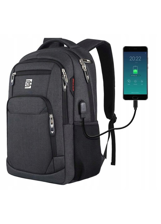 Мъжка раница 18" за лаптоп, спорт, бизнес, пътуване, USB, против кражба