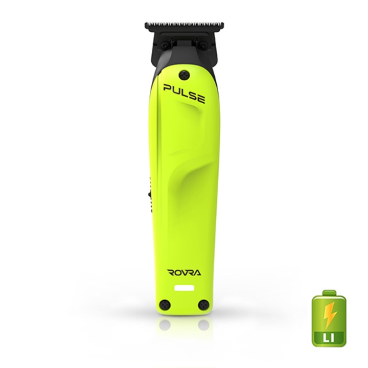 Masina de contur profesionala ROVRA Pulse, 7200 RPM, Lama T-Wide, Ideala pentru lucrari detaliate, Trimmer barba si cap, Contur precis, Autonomie 120 min, Fara fir, Verde