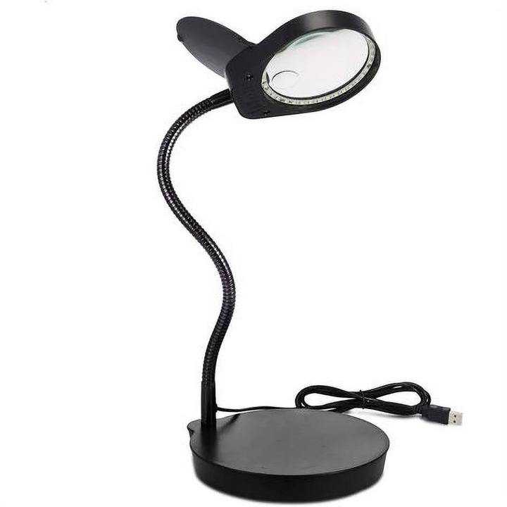 Lupa cu suport YANYXR, iluminare LED 38 lumini, marire 3x 10x, alba, dimensiuni 38x10cm