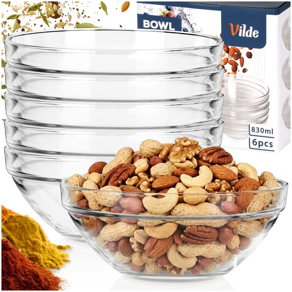 Vilde Set de 6 boluri de sticlă Aperitive Horeca 17x17x7cm, 835 ml