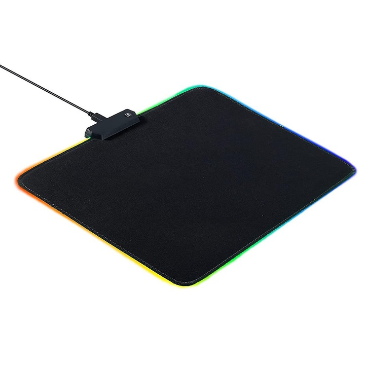 Mousepad gaming RGB LED, 340x245x3mm, suprafata neteda, baza cauciuc antiderapant