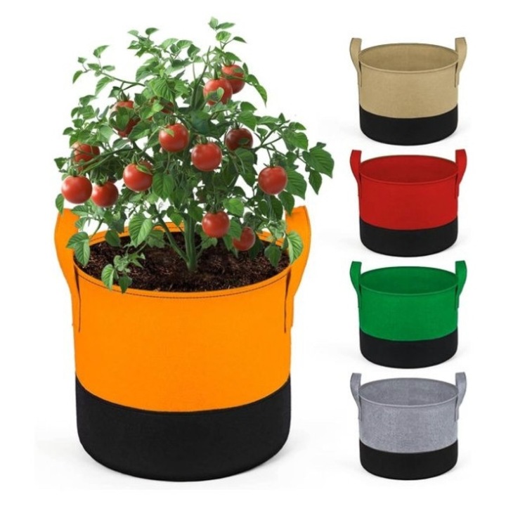 Set 5 Saculeti de Plantat din Fetru, 12L, pentru Gradina si Interior