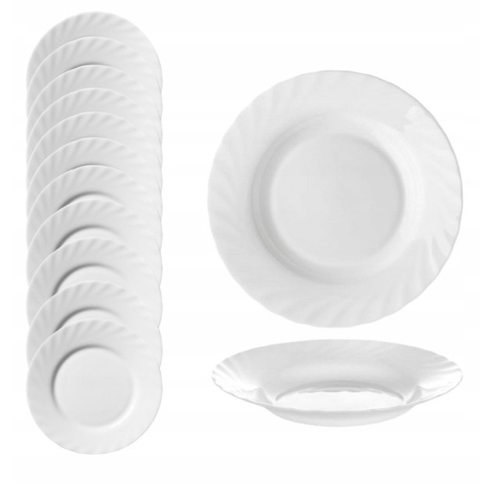 Luminarc Trianon Mélytányér Készlet, 12 db, 22.5 cm, Fehér Üveg