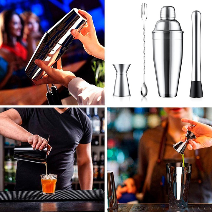 Комплект шейкър за коктейли 24oz, бар, инокс, 700ml