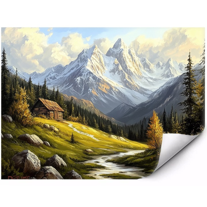 Prémium fali fotótapéta, lineáris virágművészet fekete alapon 400x280 cm