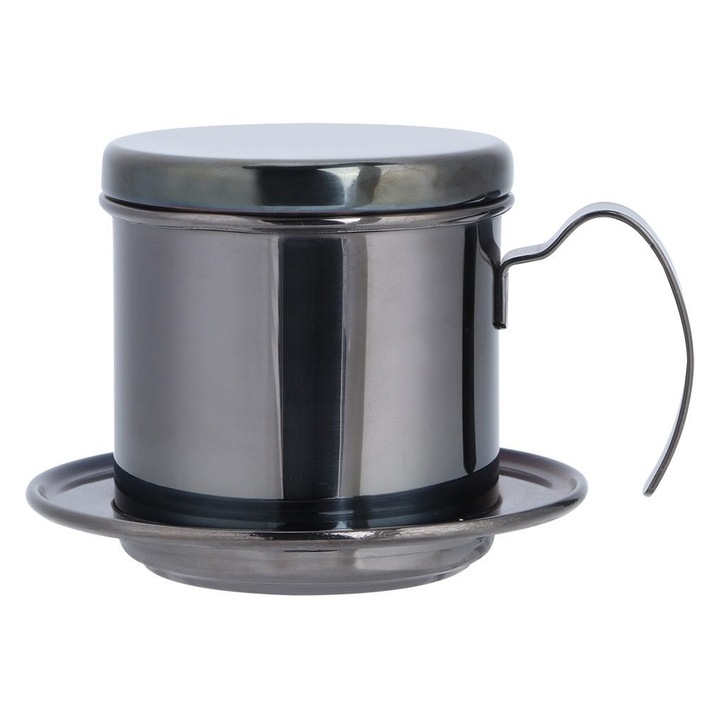 Filtru cafea portabil inox, negru, 7x7.5x10.3cm