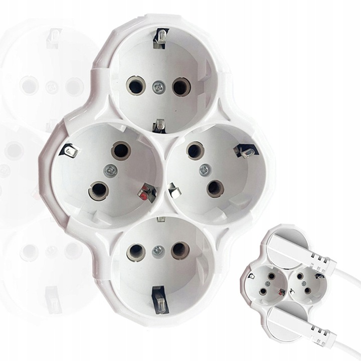 Priza de perete 4 prize, adaptor priza multipla alb