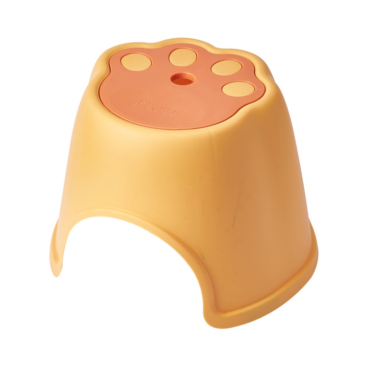 Scaunel platforma pentru copii cu imprimeu labuta, plastic, SHYE-6522, galben, 20 x 19 x 28 cm