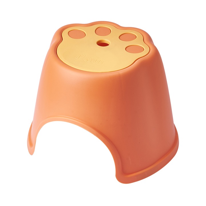 Scaunel platforma pentru copii cu imprimeu labuta, plastic, SHYE-6522, portocaliu, 20 x 19 x 28 cm