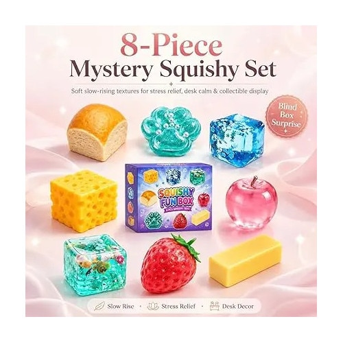 Set de squishy surpriza ROSA-CJk0515-26-0907-096, 8 piese slow