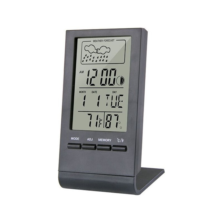 Statie meteo wireless, termometru, higrometru, barometru, ecran color 3.5 inch, alb, compact