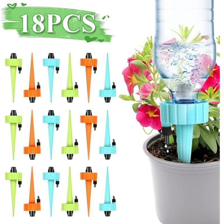 Set 18 piese irigare automata plante, reglabil, multicolor, 14.5x5.5cm