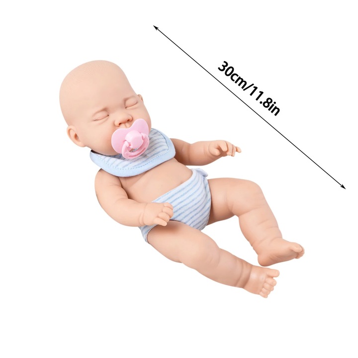 Papusa Reborn YANYXR 30cm, piele realista, accesorii incluse