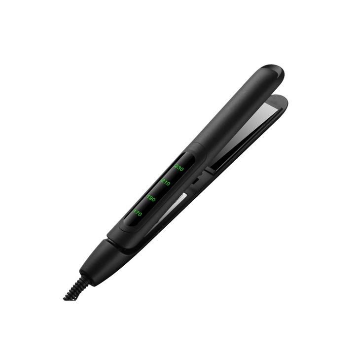 Placa de par 2-in-1 YANYXR BCS2908352, placi titan 1 inch, incalzire rapida 10s, temperatura reglabila pana la 230°C (170/190/210/230), oprire automata, afisaj LCD, negru