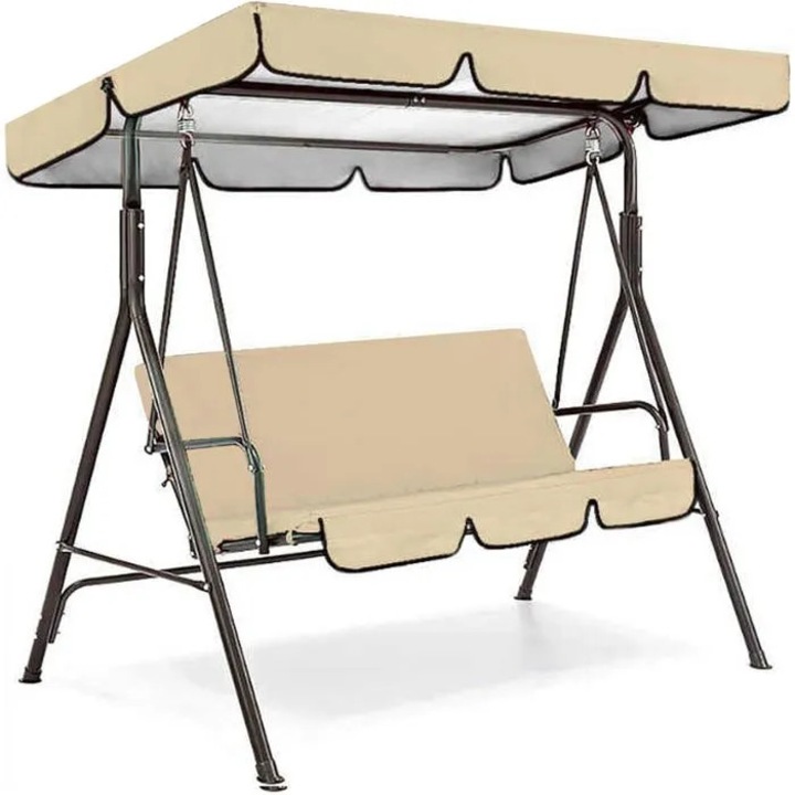 Husa de inlocuire pentru leagan de gradina cidiscount-xwx-260817-505, material Oxford impermeabil, rezistenta UV si la decolorare, bej, 164.5 x 114.3 x 15.2 cm
