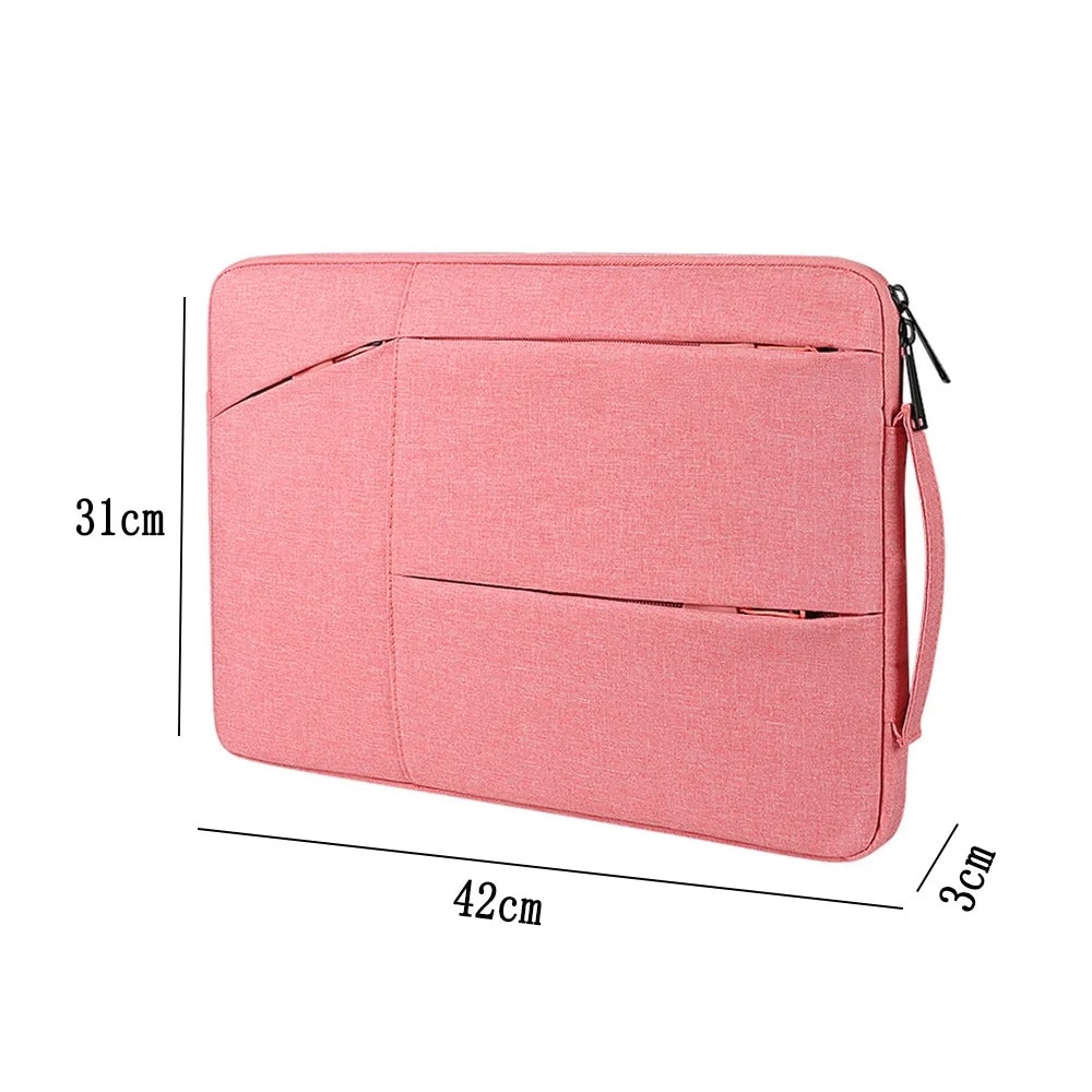 YANYXR, Geanta pentru laptop din poliester rezistent la apa, protectie 360° cu captuseala moale antisoc si buzunare frontale, BCS3230720, roz, 15,6 inch