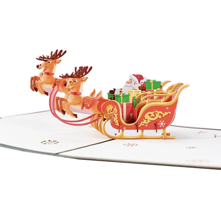 2 db 3D karácsonyi üdvözlőlap szett YANYXR, fenyőfa rénszarvas Mikulás, többszínű, 15x10cm
