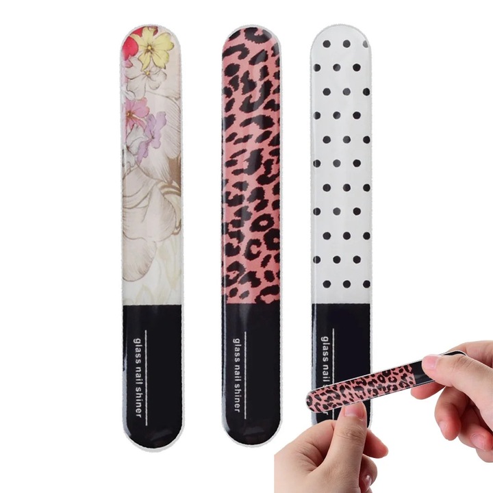 YANYXR 3 darabos üveg körömreszelő készlet, többszínű, 10cm, tokkal