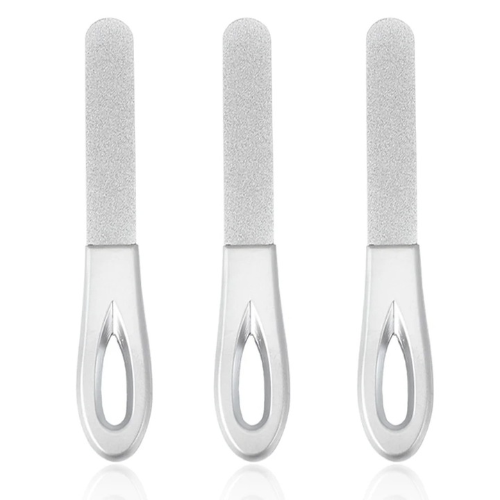 YANYXR 3 db rozsdamentes acél körömreszelő készlet, kétoldalas, ezüst/fekete, 9.2cm