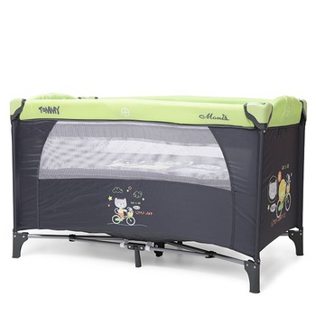 Patut pliabil cu doua niveluri P9010 Tommy, Verde/Gri Patut pliabil cu doua niveluri P9010 Tommy, Verde/Gri