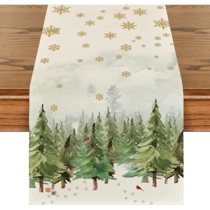 Asztalterítő, 33x183cm, többszínű, pamutvászon, karácsonyi dekoráció