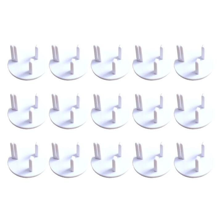 Capace de protectie pentru prize UK ZYBLSSBB LSM2xh1619-BCS0131117, ABS, alb, set 15 buc, 4.5 x 4.5 x 2.3 cm