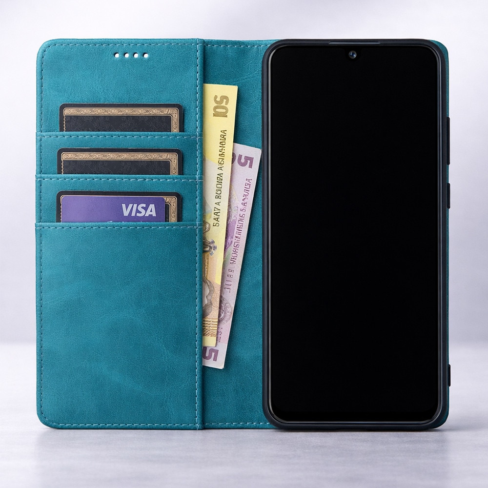 Husa pentru Honor 600, PU Leather Flip Wallet, Piele ecologica, 4 buzunare card si cash, Functie stand, Acoperire completa, Decupaj difuzor apeluri, Protectie 360 de grade, Tip carte, Verde