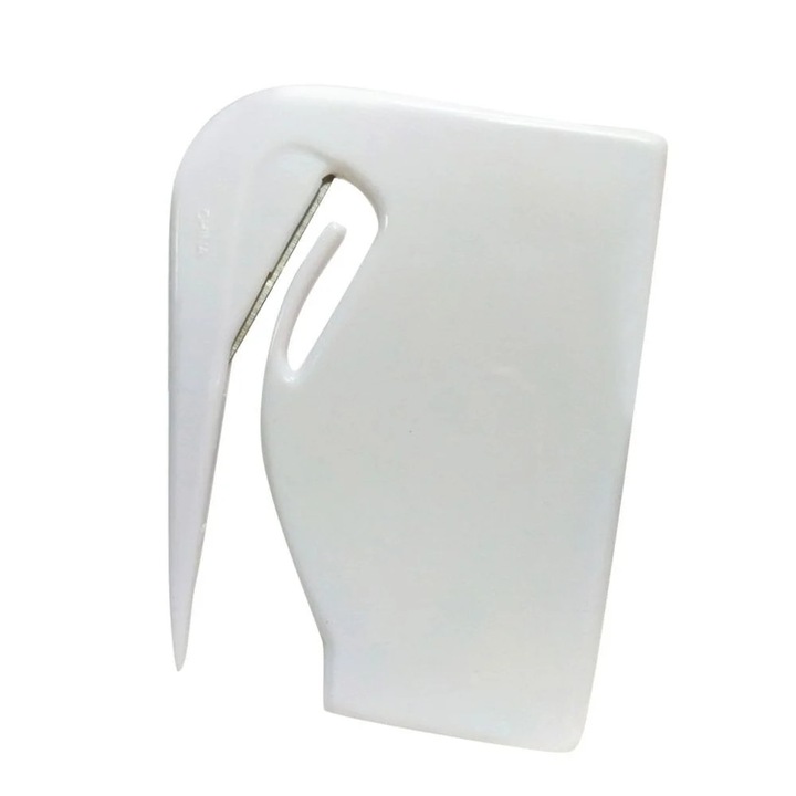 Taietor pentru hartie de impachetat ZYBLSSBB LSM2xh3898-BCS0234378, din plastic cu lama incastrata, pentru role, alb, 7 x 5.5 cm