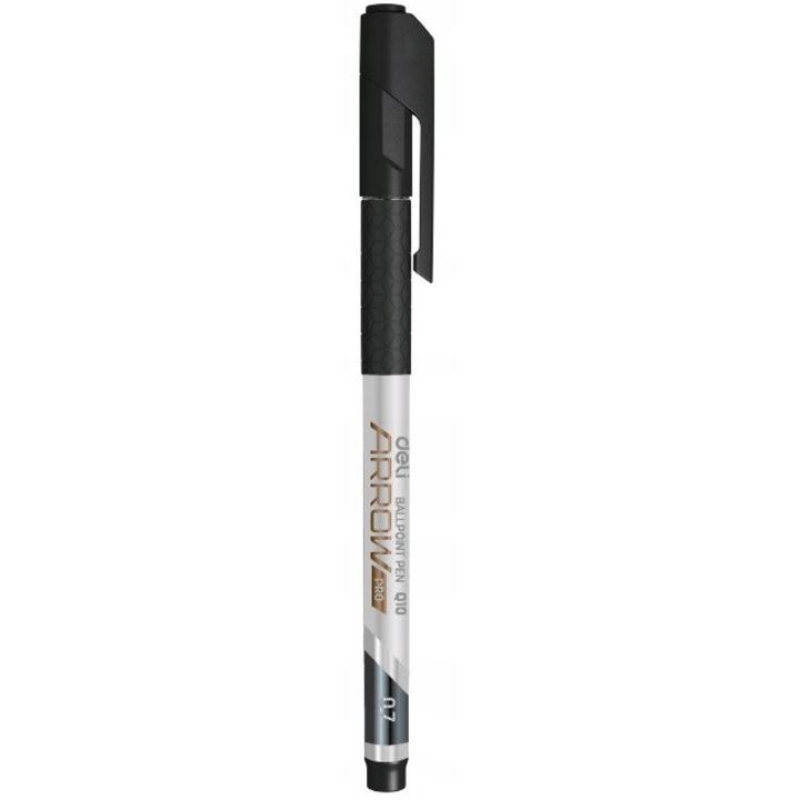 Черен химикал Deli Arrow Pro Q10BK, 0.7 мм, с капачка, удобен