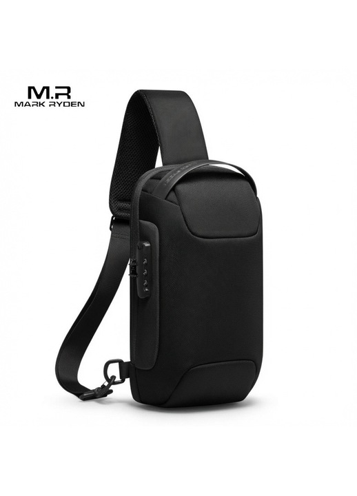 Geanta Crossbody Barbati Mark Ryden, Impermebila, Multifunctionala, pentru piept si umar, Negru