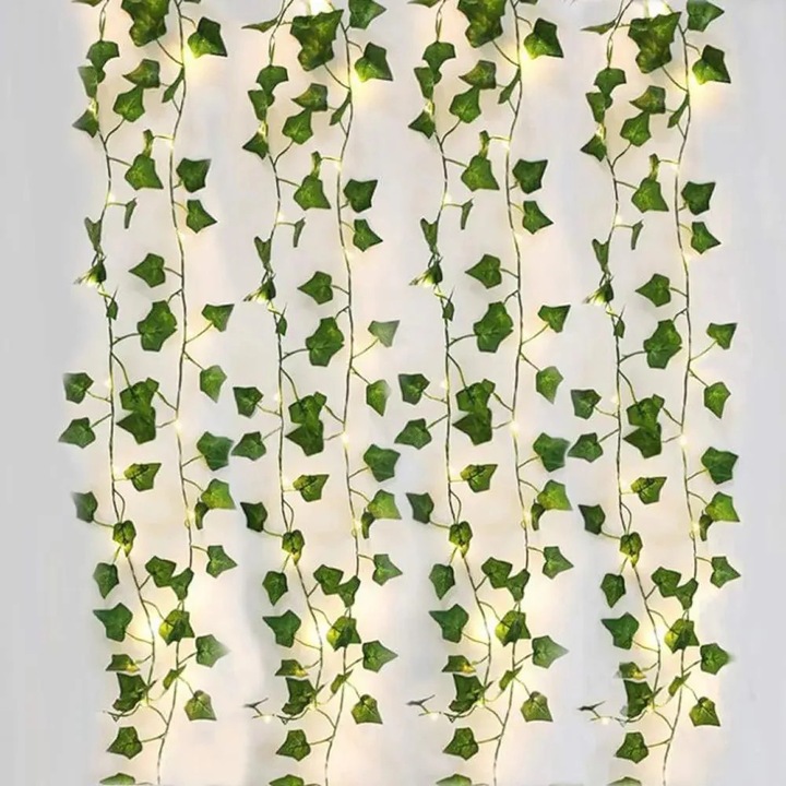 4 db műjég indafüzér, 2 m, 20 LED, zöld