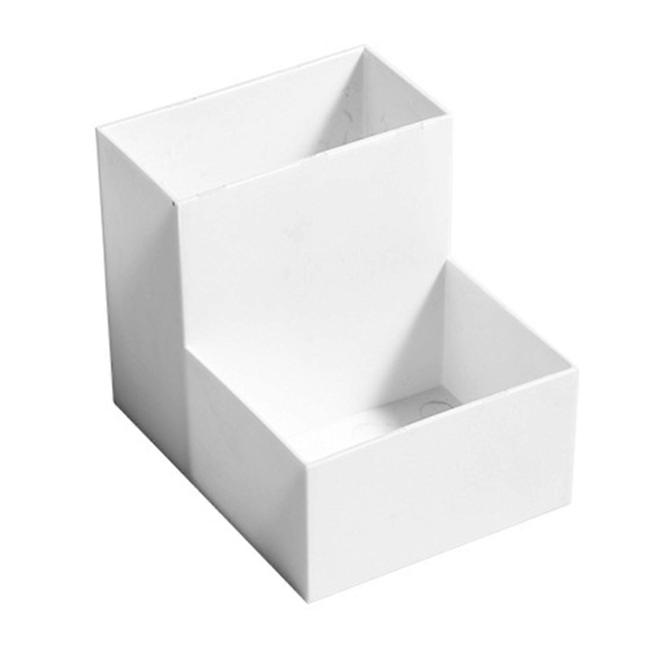 Cutie depozitare birou, 2 compartimente, alb, 25x15x10cm